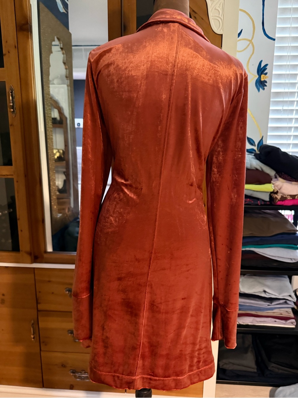 Free People Rust Button-Front Ruched Mini Dress - Picture 2 of 3